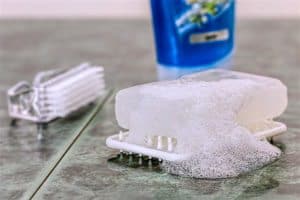 soap-suds scrub clean wash