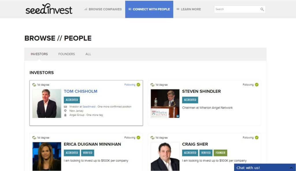 SeedInvest - Browse People