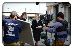 Katherine Heigl and Film Crew