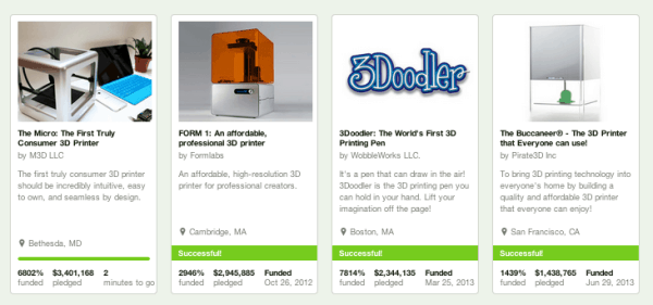 Most Funded 3D printers Kickstarter