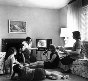 Family Watching Television 1950s TV