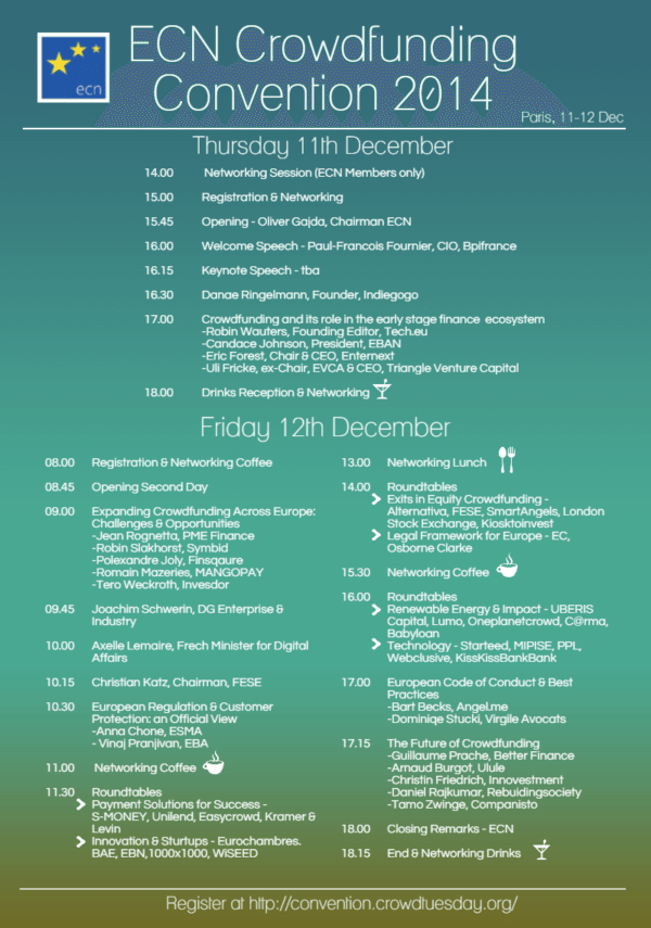 ECN Crowdfunding Convention 2014 Agenda