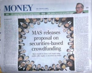 Monetary Authority of Singapore Headlines on Securities Crowdfunding Newspaper