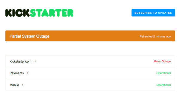 Kickstarter Partial Outage 3.3.15