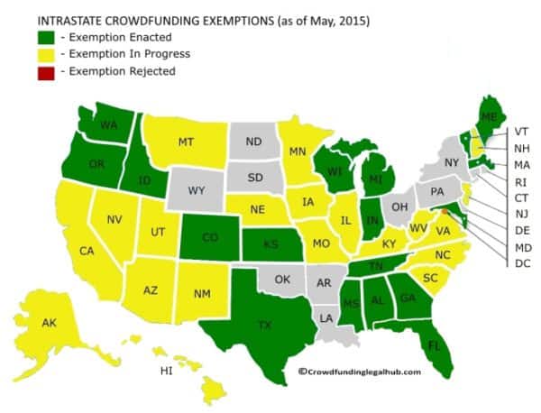 Intrastate Crowdfunding Map May 2015