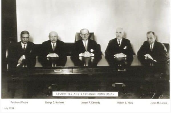 SEC Commissioners in 1934 including Joseph P Kennedy