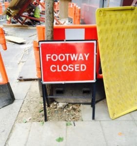 footway closed UK london