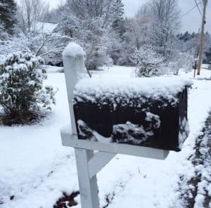 Snow covered mailbox