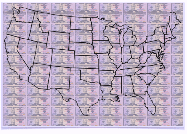 United States Map Money