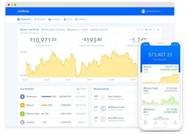 coinbase on screen